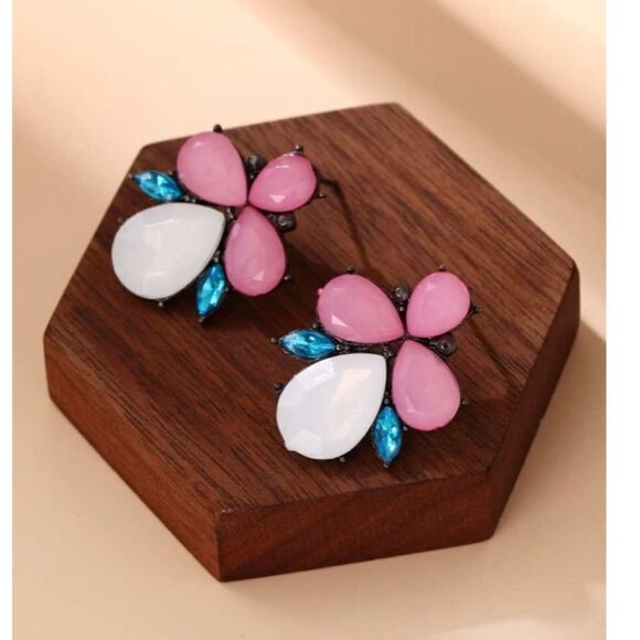Colorful Rhinestone Stud Earrings - Picture 1 of 5
